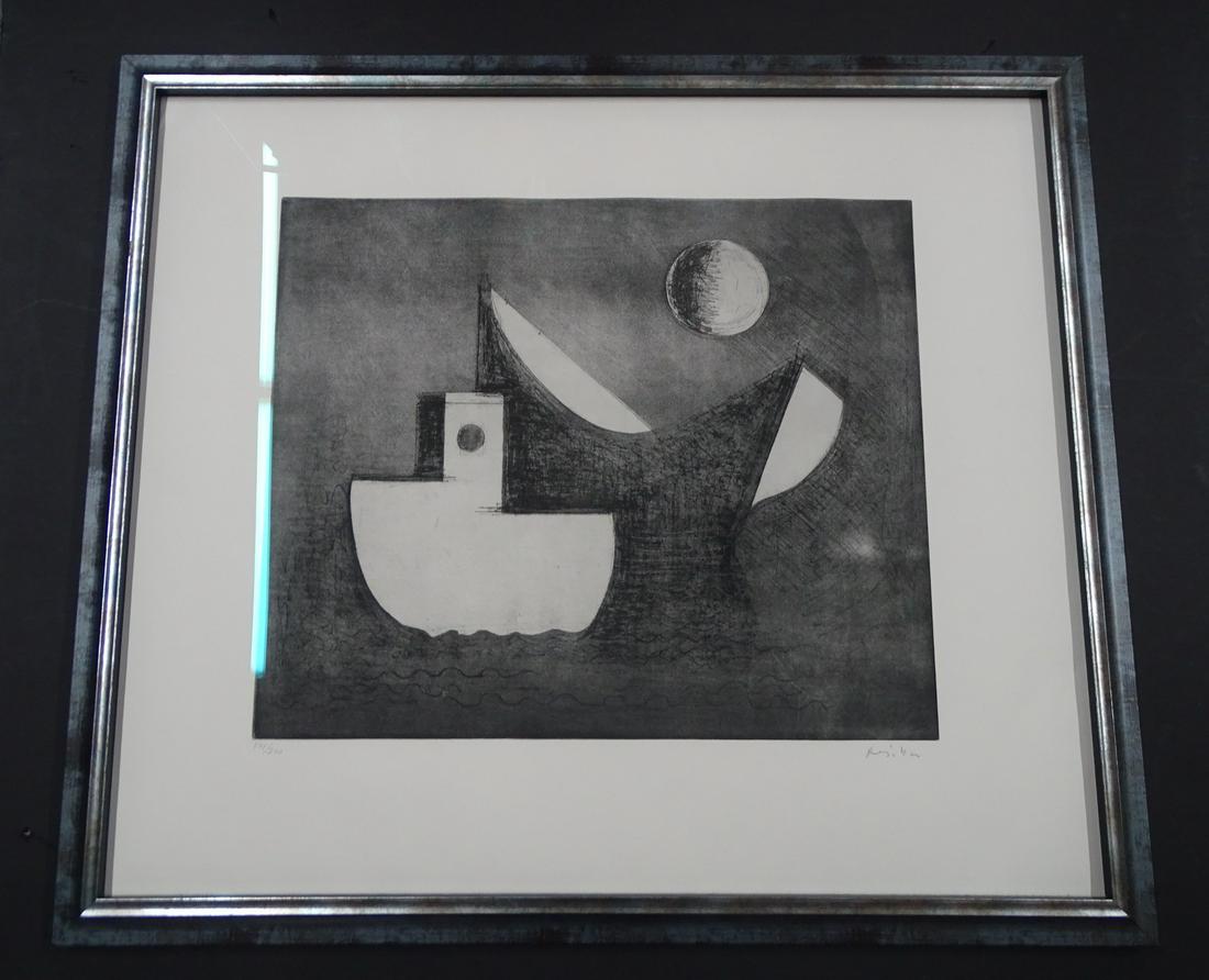 PAUL RESIKA "STILL BOATS AND MOON" 2001 SOFTGROUND (1 of 3)