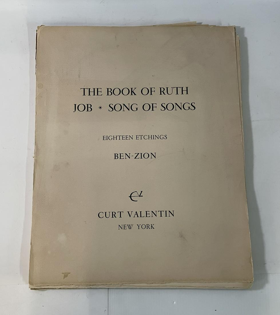 BEN-ZION WEINMAN BOOK OF RUTH, JOB, SONG OF SONGS FOLIO: BEN-ZION WEINMAN BOOK OF RUTH, JOB, SONG OF SONGS FOLIO 18 ETCHINGS 1954 OVERALL 22" X 18" NO. 48/65 CURT VALENTIN