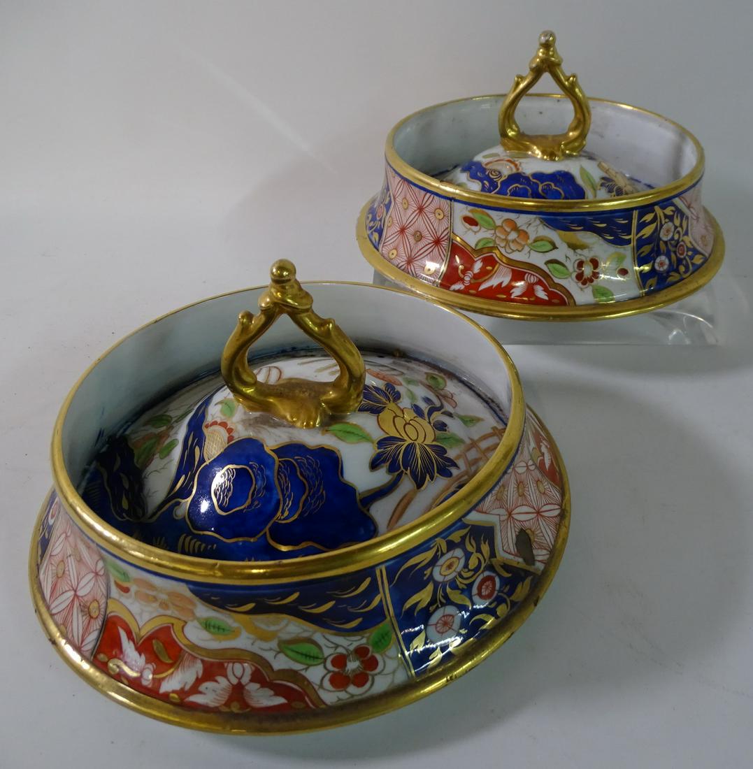 PAIR OF IMARI PATTERNED FRUIT COOLER LIDS 4 3/4" X 8 (1 of 5)