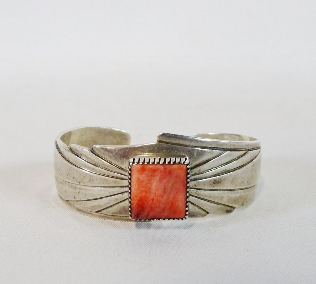 JIMMY SECATERO SIGNED STERLING SILVER NAVAJO CUFF (1 of 3)