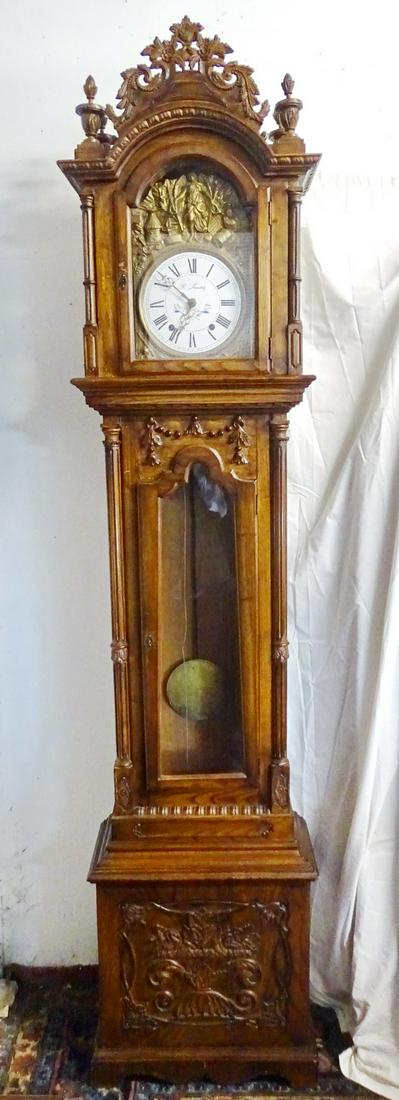 FRENCH CARVED TALL CASE CLOCK 94" X 21" X 10" (1 of 17)