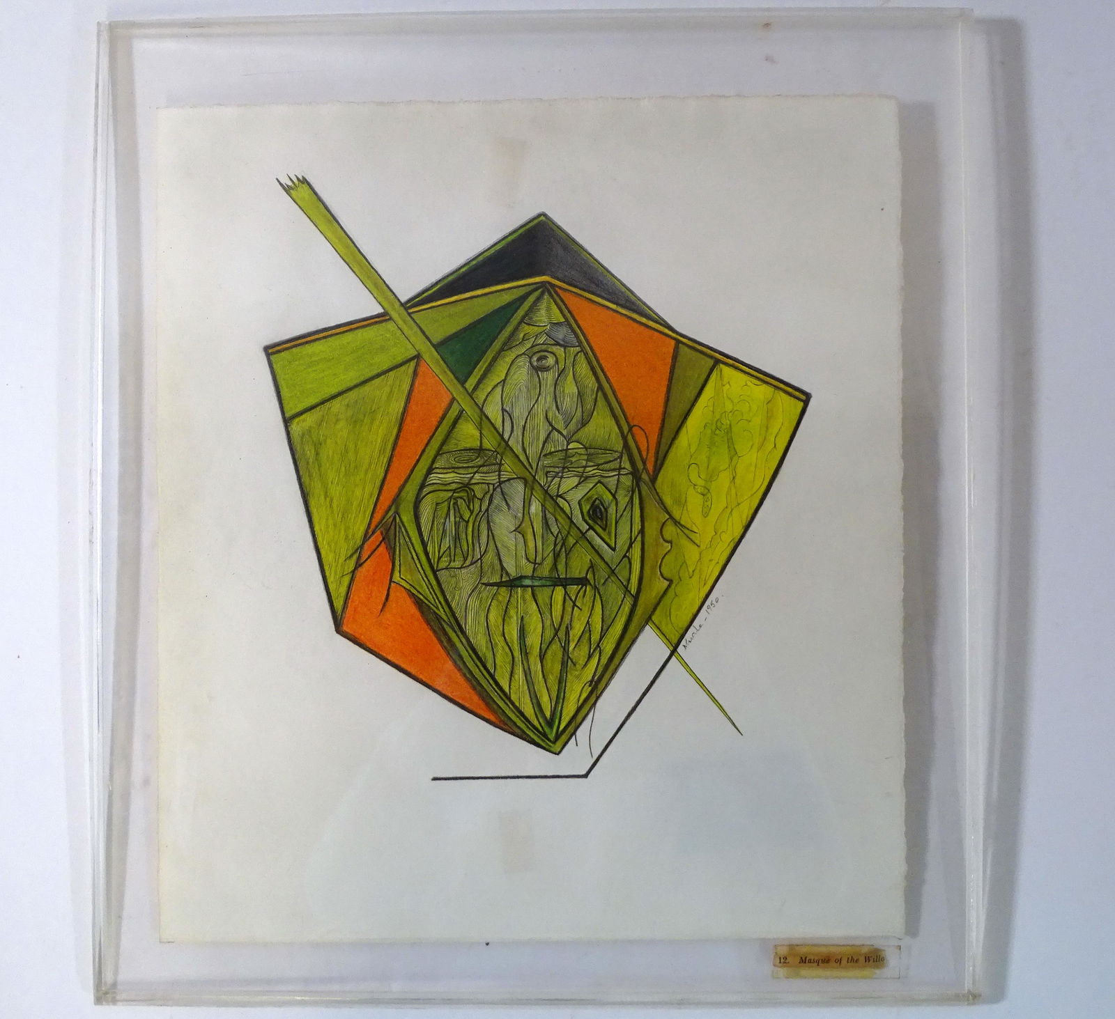 NUALE (ELSA DE BRUN) PENCIL SGN "WILLOW MASK", 1950, (1 of 9)