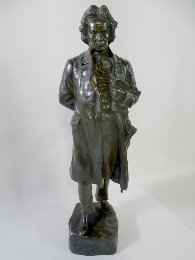 ANTIQUE 19TH CEN. BRONZE STATUE OF BEETHOVEN, SIGNED (1 of 6)