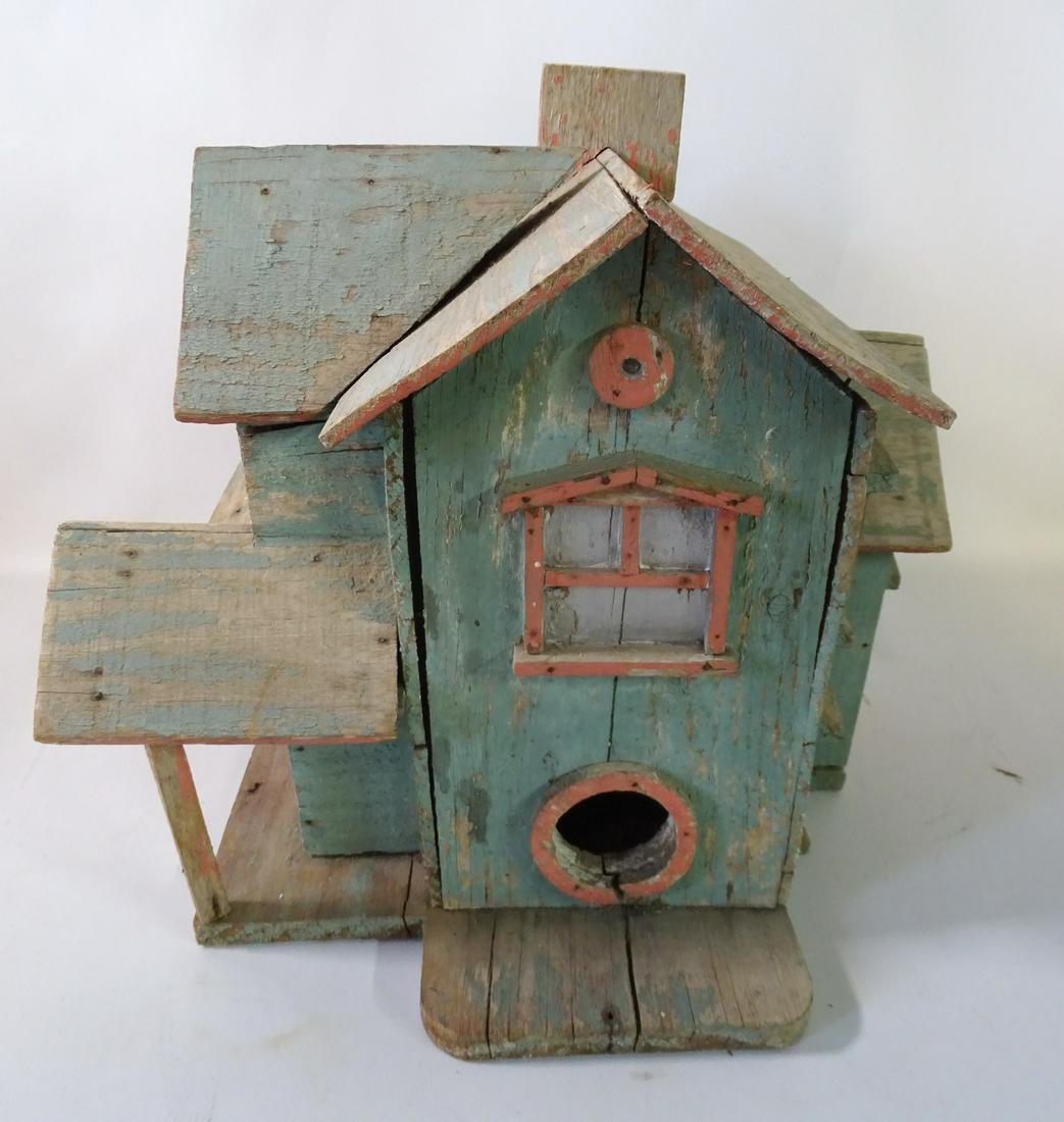 VINTAGE PAINT DECORATED BIRD HOUSE        12X13.5X14 (1 of 7)