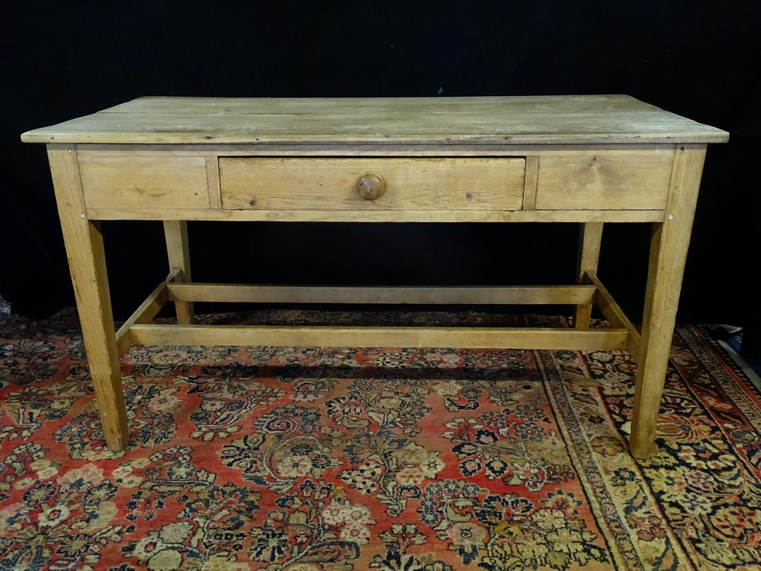 ENGLISH PINE TABLE WITH STRECHER BASE 30X53.5X25.75 (1 of 10)