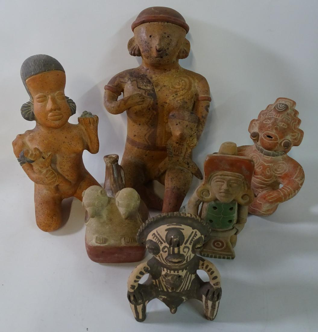 SOUTH AMERICAN POTTERY FIGURES, GROUP OF 6 11.5" (1 of 8)