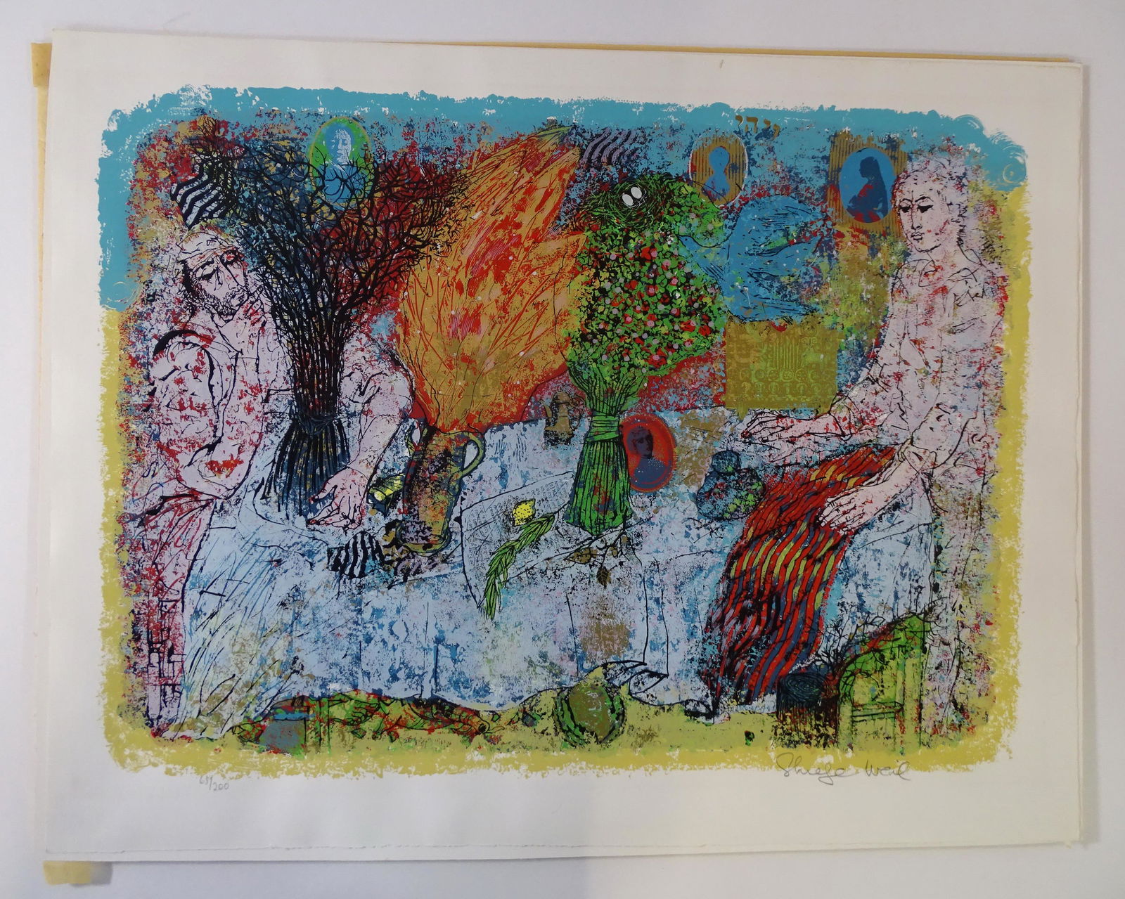 SHRAGA WEIL PENCIL SIGNED COLOR SILKSCREEN "VAYEHI" NO. (1 of 9)