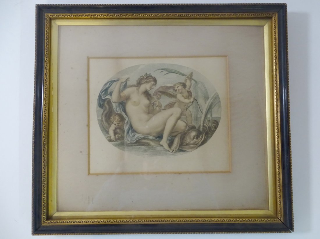 FRANCESCO BARTOLOZZI AFTER G.F. CIPRIANI "WATER NYMPH": FRANCESCO BARTOLOZZI AFTER G.F. CIPRIANI "WATER NYMPH" BEFORE CA. 1815, ROCOCO STIPPLE ENGRAVING, CA. 7.5" X 9" SHEET