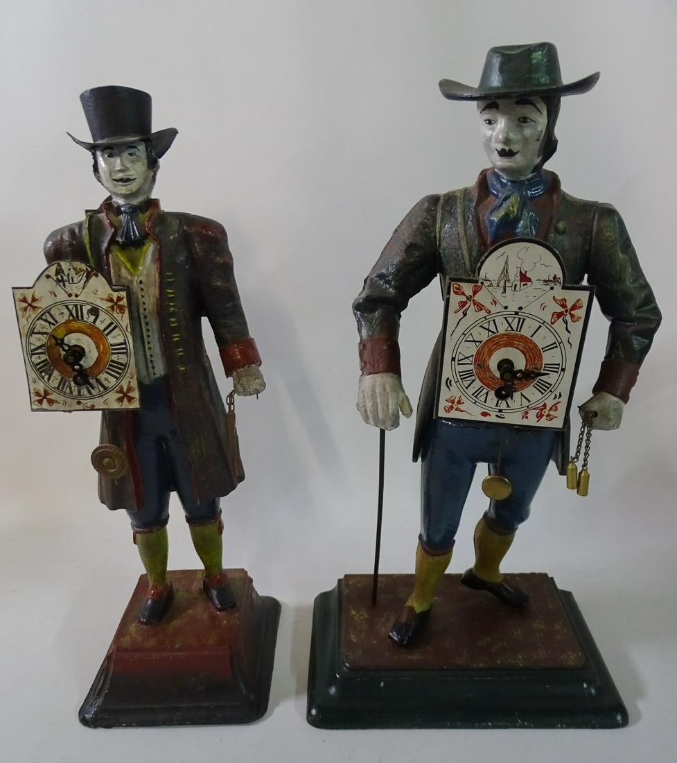 2 NOVELTY CLOCKS "PEDDLERS" (1 CAST IRON) 15"H (1 of 14)