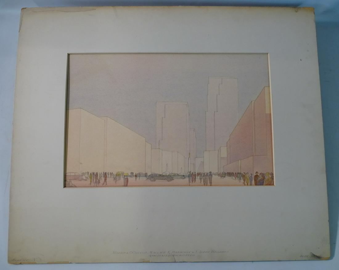 ARCHITECTURAL WATERCOLOR RENDERING, CITY STREET SCENE, (1 of 11)