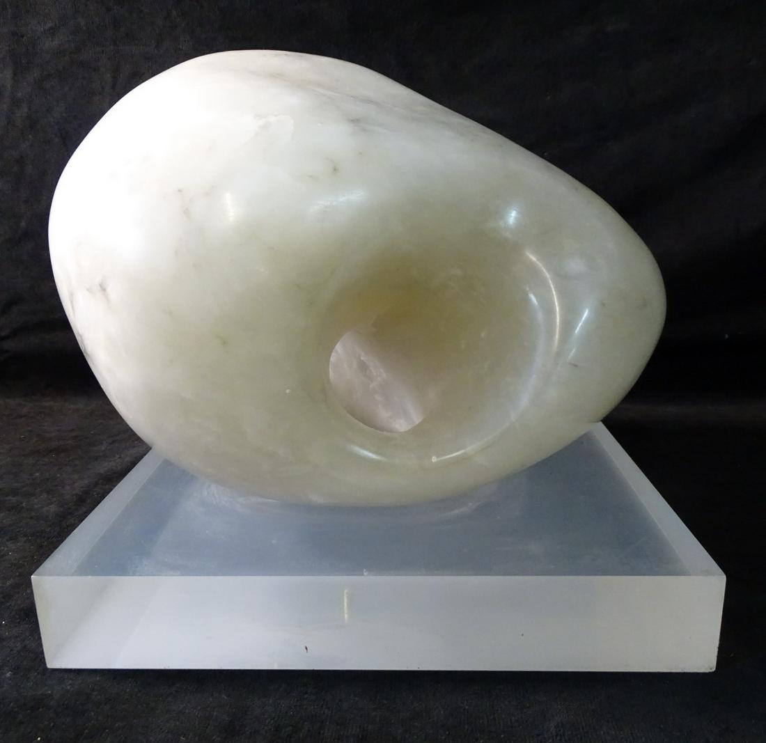 MONOGRAM ABSTRACT MARBLE SCULPTURE ON LUCITE PLYNTH 12" (1 of 4)