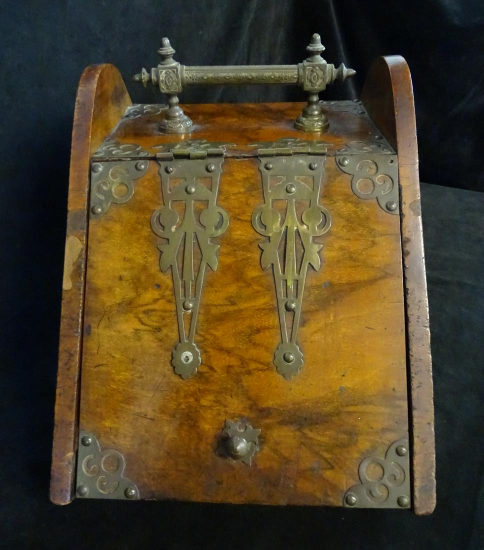 BRASS MOUNTED COAL SCUTTLE 15" X 12" X 22 1/2" (1 of 8)