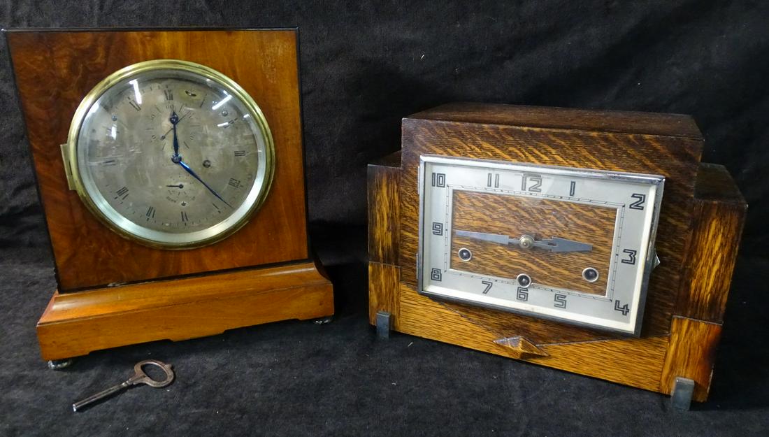 (2)  SHELF CLOCKS (1) ART DECO, (1) E.CALDWLL & CO 11 (1 of 14)