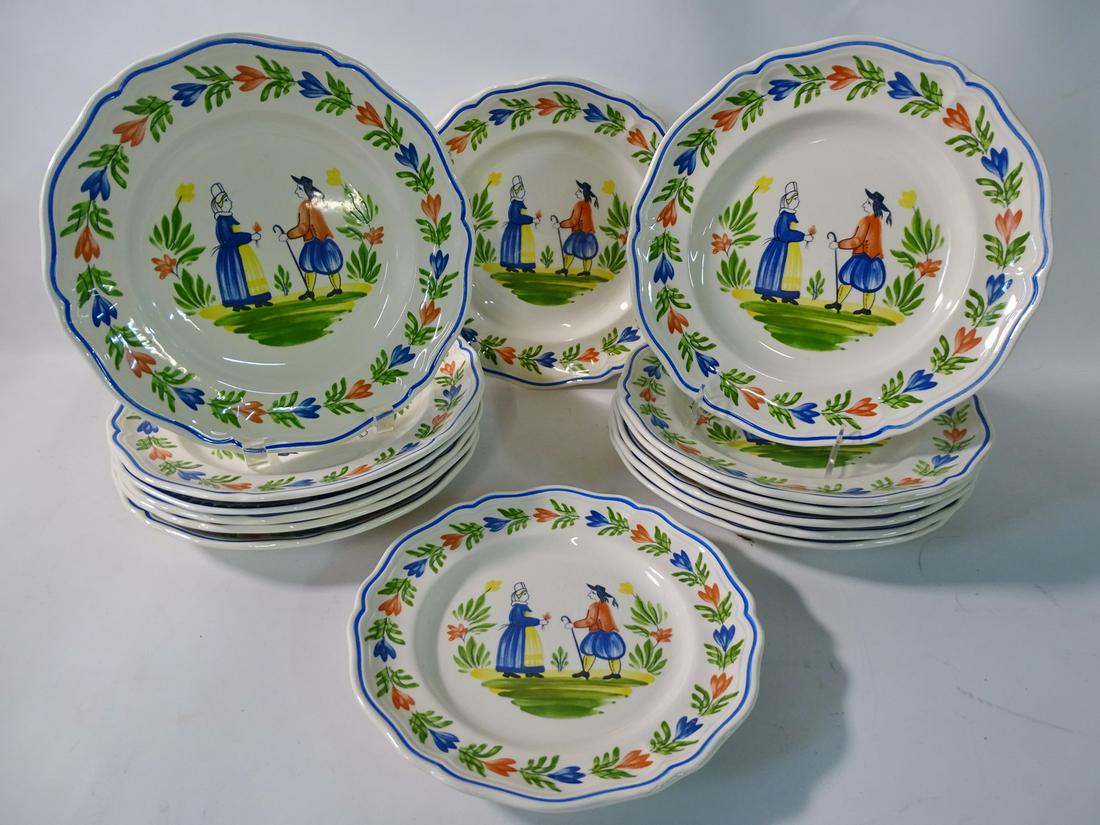 LONGCHAMP FRANCE PORCELAIN PLATES: (12) 10" DIA. (1) 8: LONGCHAMP FRANCE PORCELAIN PLATES: (12) 10" DIA. (1) 8 3/4" DIA.