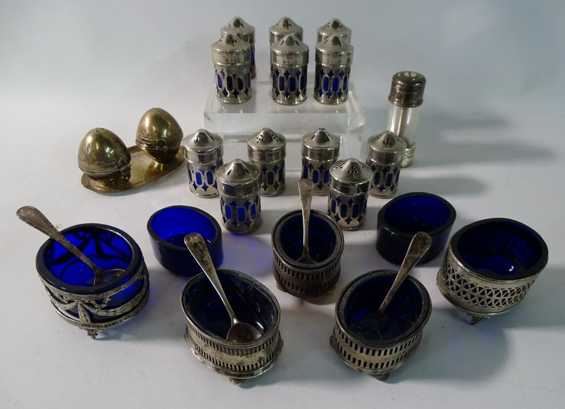 ASSEMBLED GROUP OF SALT AND PEPPER SHAKERS W/COBALT (0067) on Feb 06