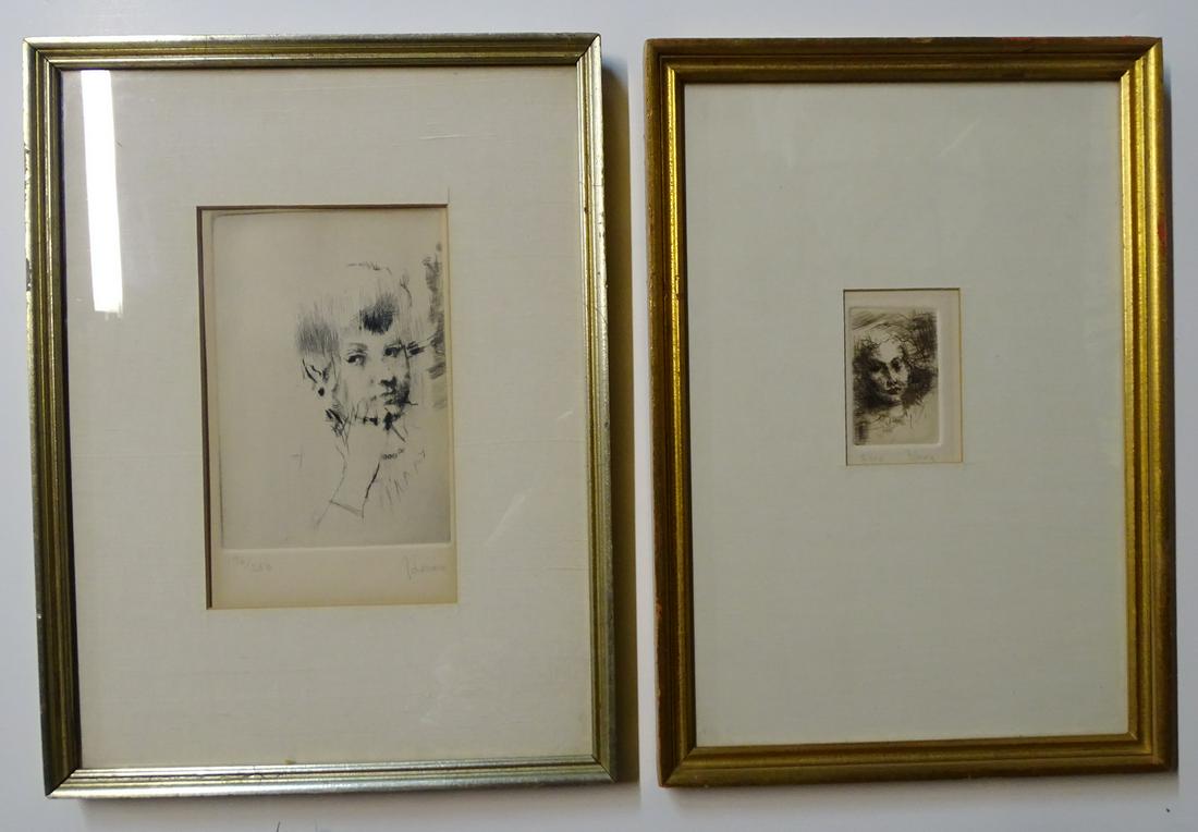 JACK LEVINE (2) SIGNED ETCHINGS, YOUNG GIRLS, CA. (1 of 8)