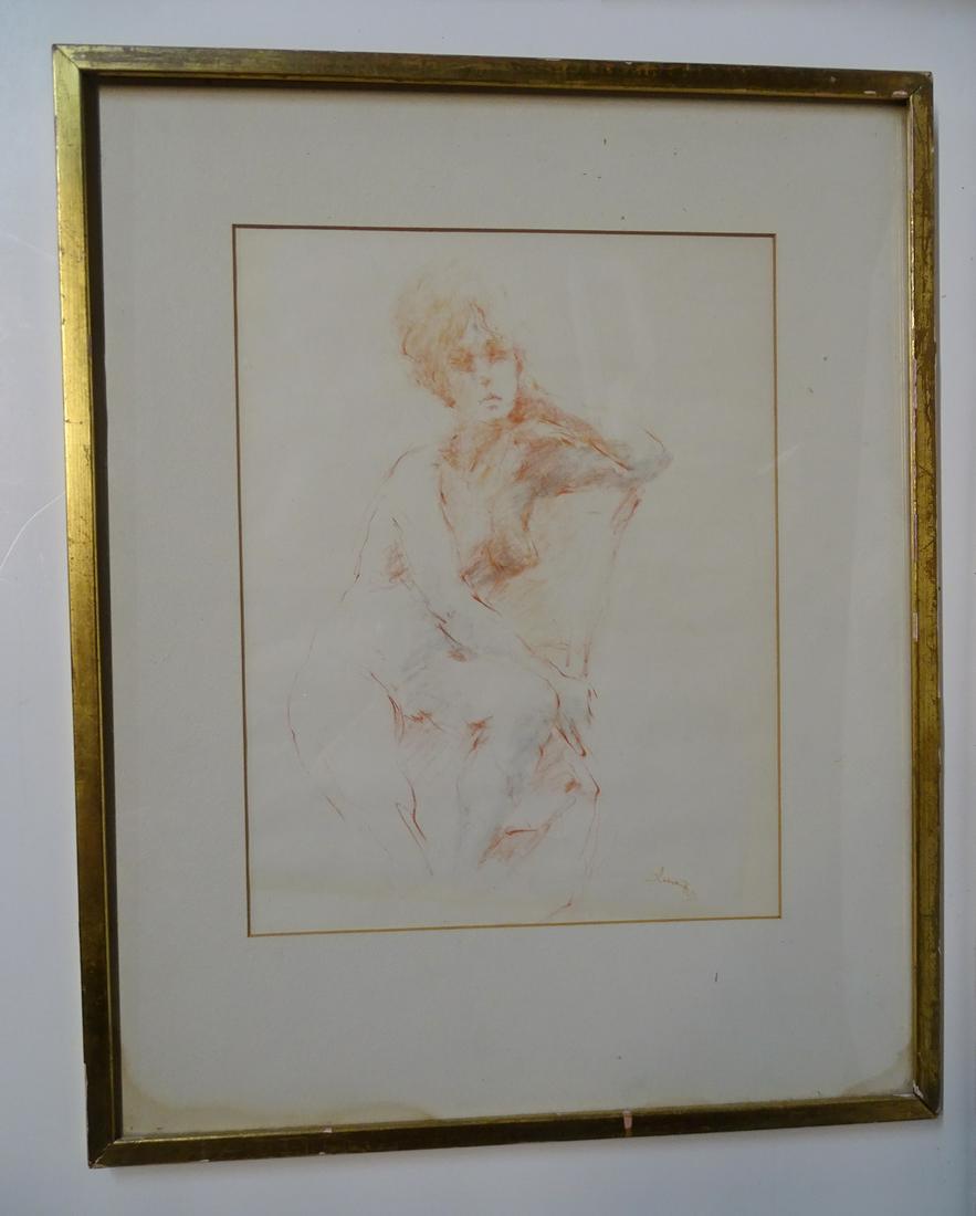 JACK LEVINE SIGNED DRAWING, FEMALE FIGURE, CA. 1960S, (1 of 5)