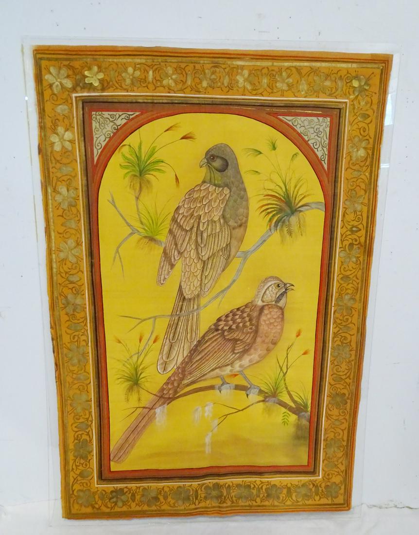 HAND PAINTED  LINEN TABLEAU VIVANT BIRDS 64X44" (1 of 5)