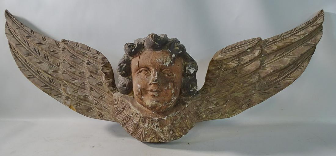 19TH C CARVED WOOD PUTTI FIGURAL ARCHITECTURAL REMNANT (1 of 8)