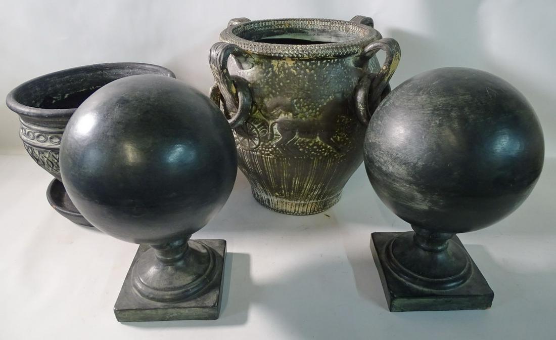 GROUP 4 TERRACOTTA ITEMS INC. 2 FINIALS 12" H TALLEST (1 of 11)