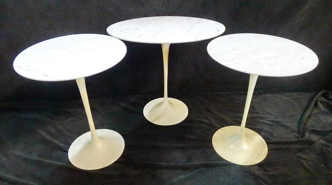 GROUP 3 SAARINEN MARBLE TOP SIDE TABLES (2) CIRCULAR (1 of 16)