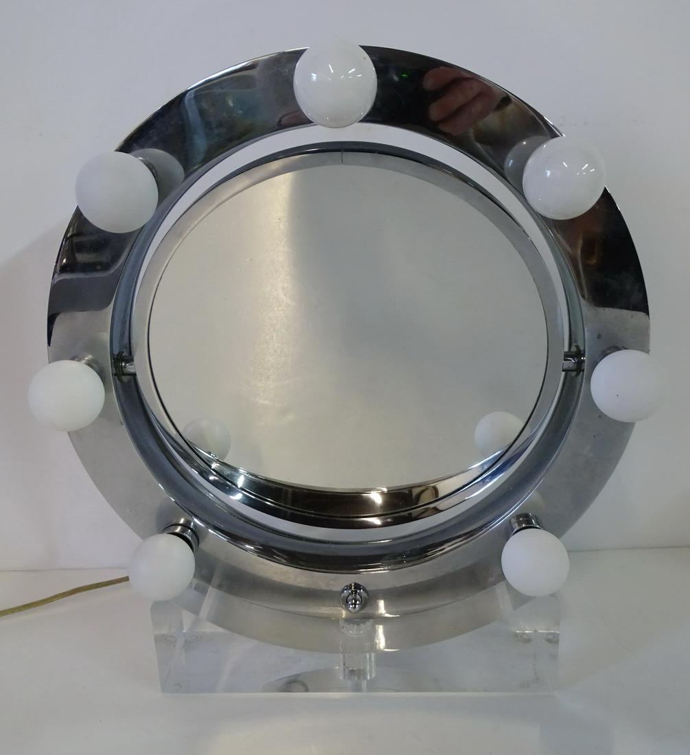VINTAGE CHROME AND LUCITE MAKEUP MIRROR 15 1/4" X 14" (1 of 3)