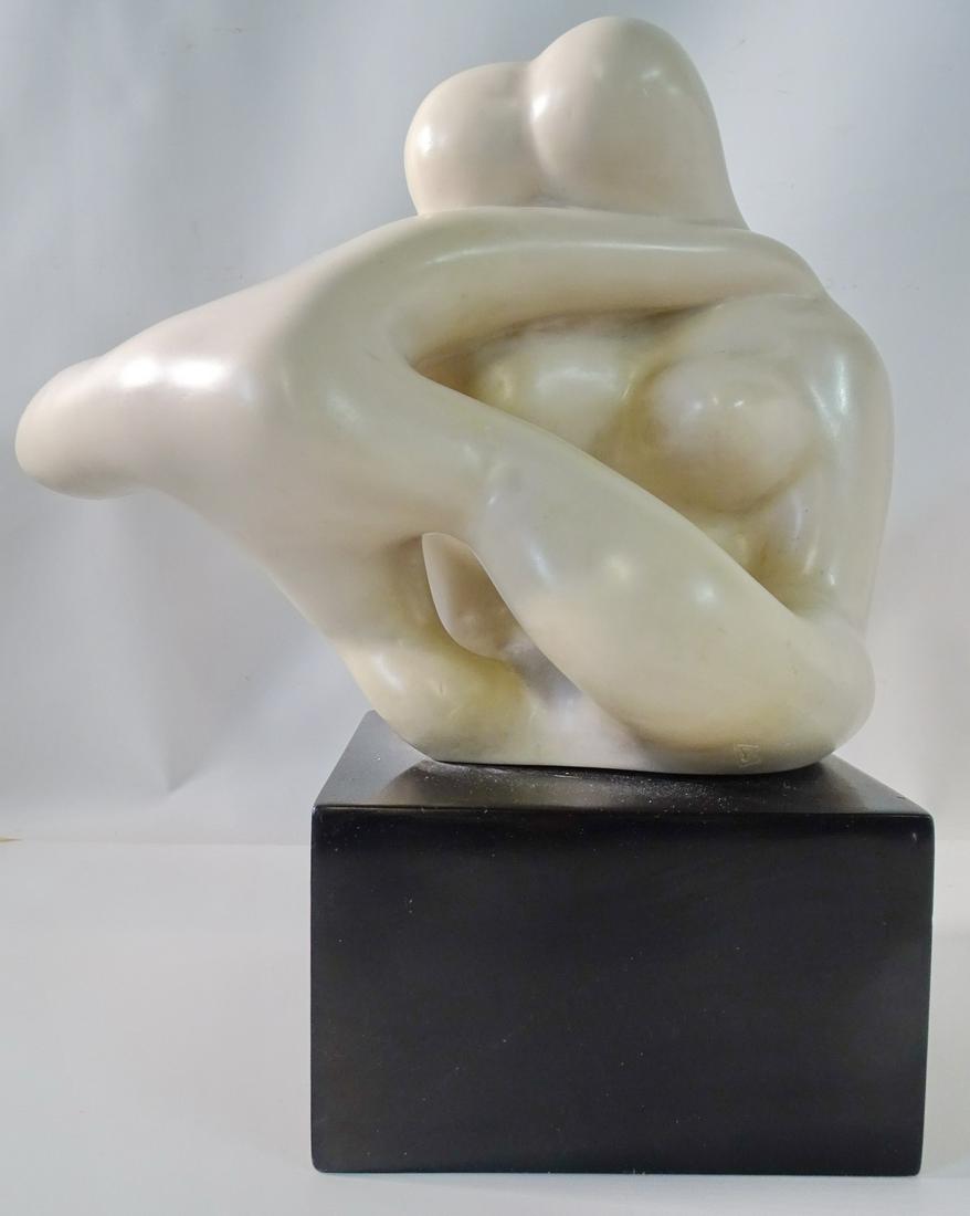 MODERNIST WHITE ONYX TABLE SCULPTURE 'MOTHER AND CHILD' (1 of 8)