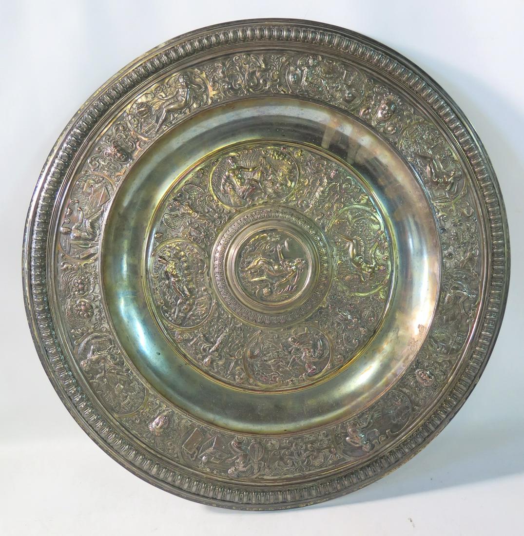 ANTIQUE CHRISTOFLE EMBOSSED UNDERPLATE 18 1/2 DIA.: ANTIQUE CHRISTOFLE EMBOSSED UNDERPLATE 18 1/2 DIA.