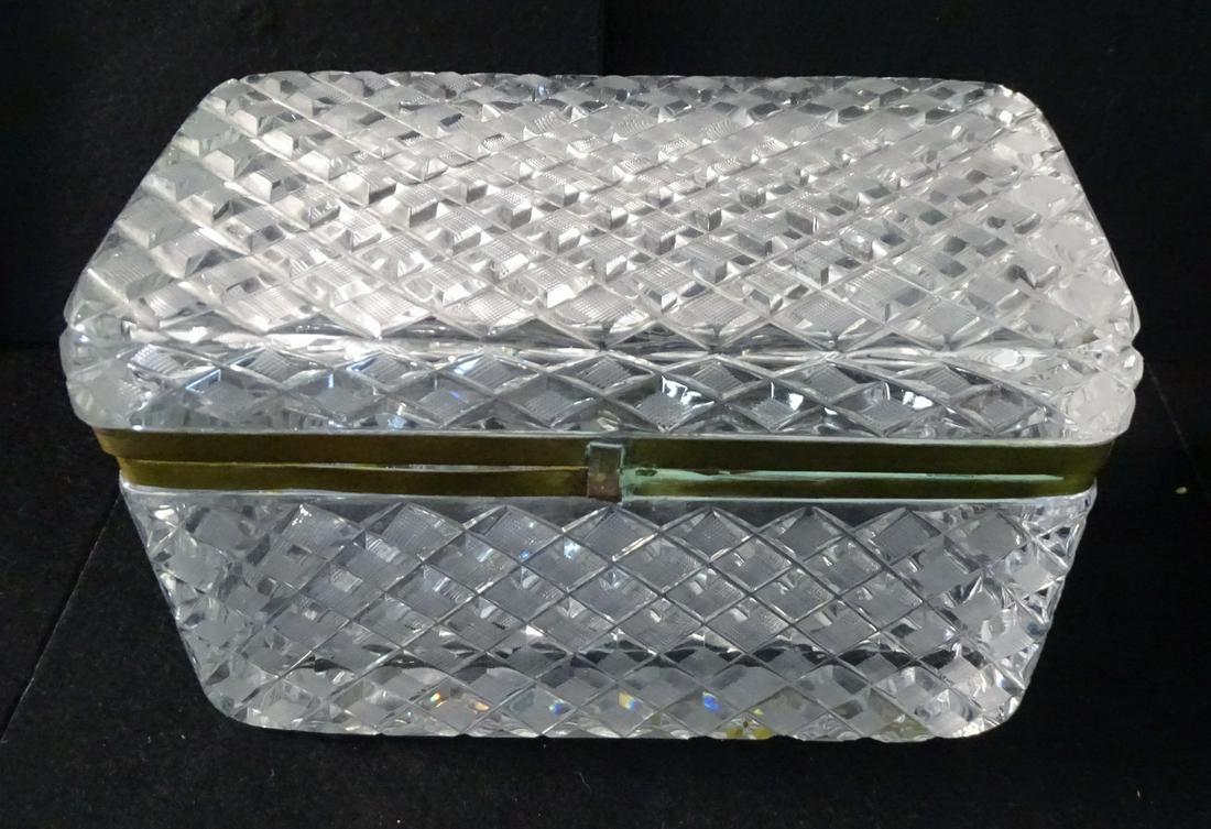 BRONZE & CRYSTAL LARGE RECTANGULAR BOX W/LID 4 3/4 X 4 (1 of 7)