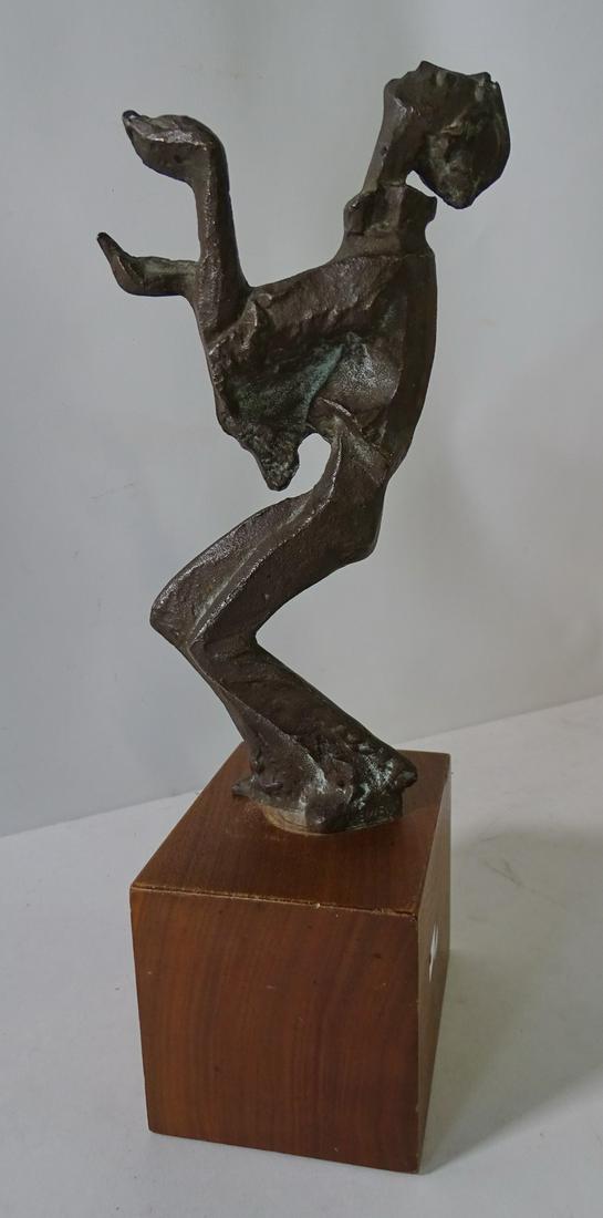 SIGNED `MID-CENTURY BRONZE "DANCING MAN" STATUE 12" (1 of 4)