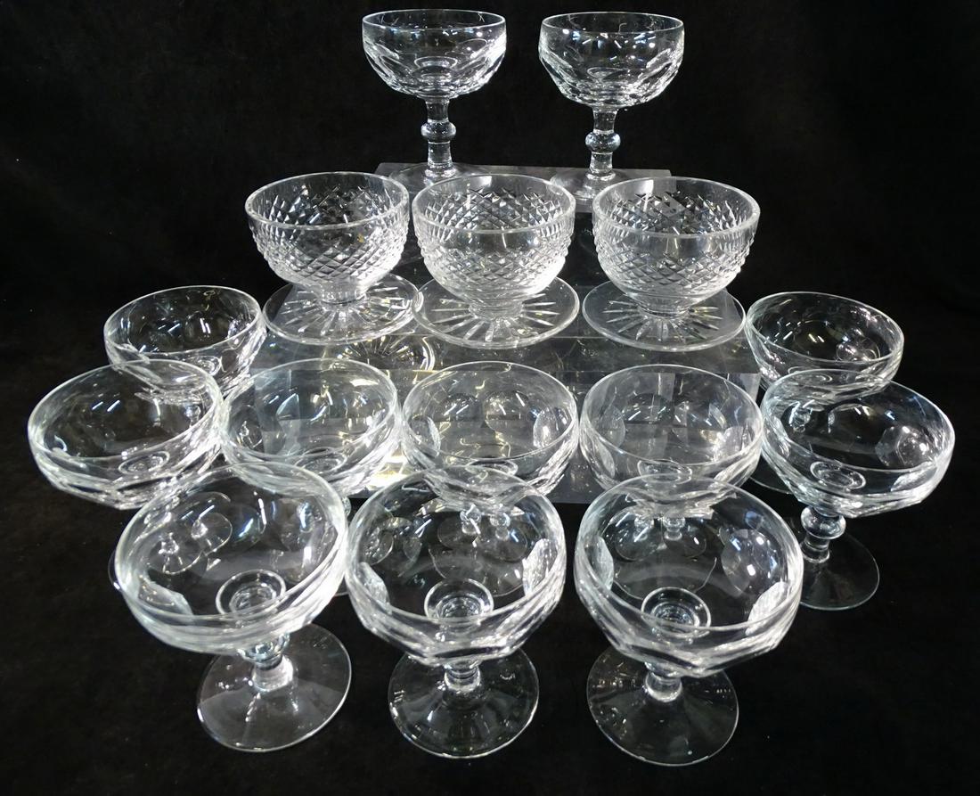SET OF 12 WATERFORD GLASSES & 3 WATERFORD GLASSES W/: SET OF 12 WATERFORD GLASSES & 3 WATERFORD GLASSES W/ BASE TALLEST 4 1/2"