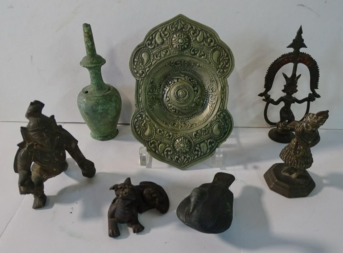 LOT OF BRONZE ASIAN FIGURES W/ TRAY (1 of 8)
