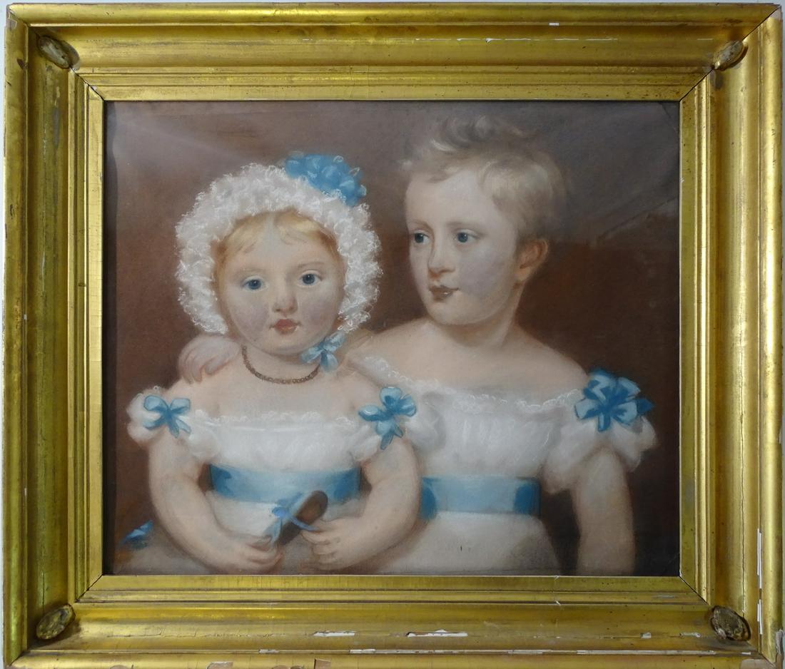 CHARMING CA. 19TH CENTURY OIL PASTEL PORTRAIT TWO (1 of 12)