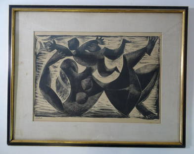 BALTASAR LOBO SIGNED CUBIST MOTHER & CHILD, CA. 1960S,: BALTASAR LOBO SIGNED CUBIST MOTHER & CHILD, CA. 1960S, LITHOGRAPH #8/200 9.5" X 12.5" IMAGE