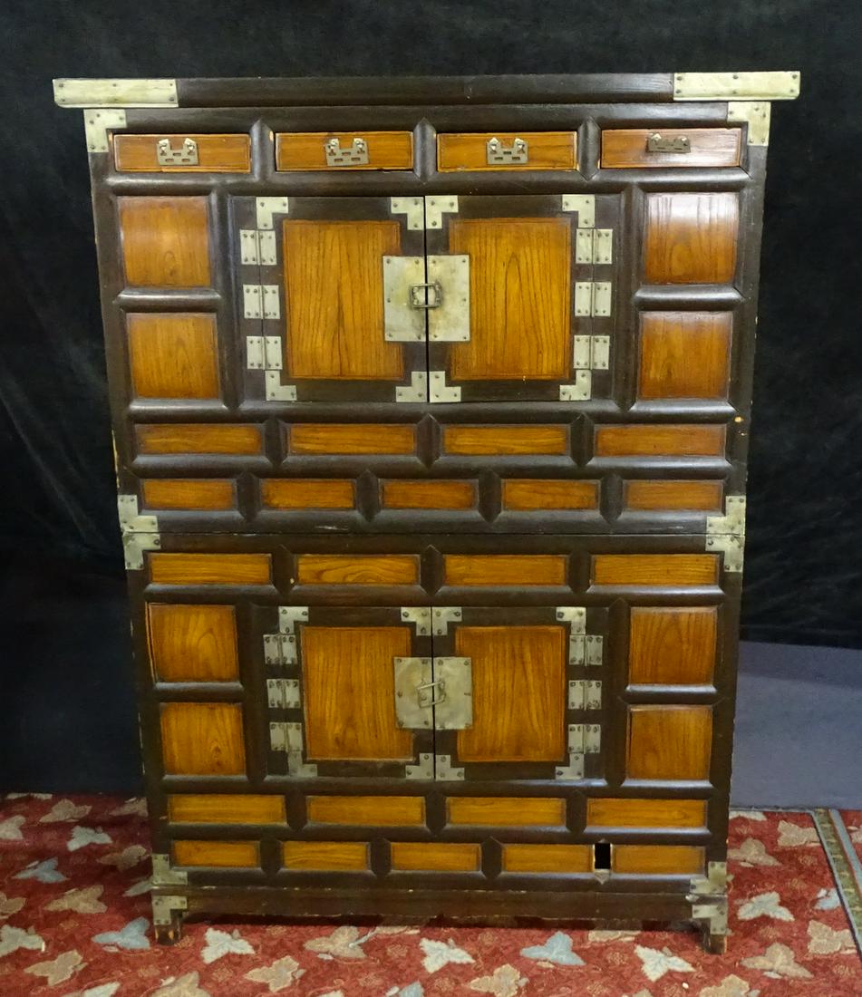 JAPANESE 3 PART TANSU CHEST 52 X 37 1/2 X 14 3/4 (1 of 13)