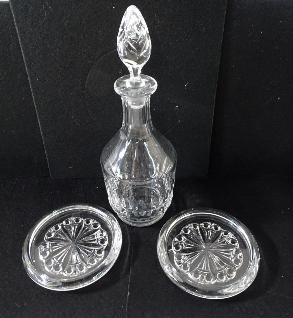 3 PIECES BACCARAT CRYSTAL (1) DECANTER (2) COASTERS (1 of 6)