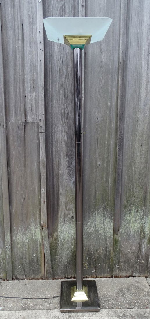 MID CENTURY CHROME & BRASS FLOOR LAMP 6FT HIGH (1 of 6)