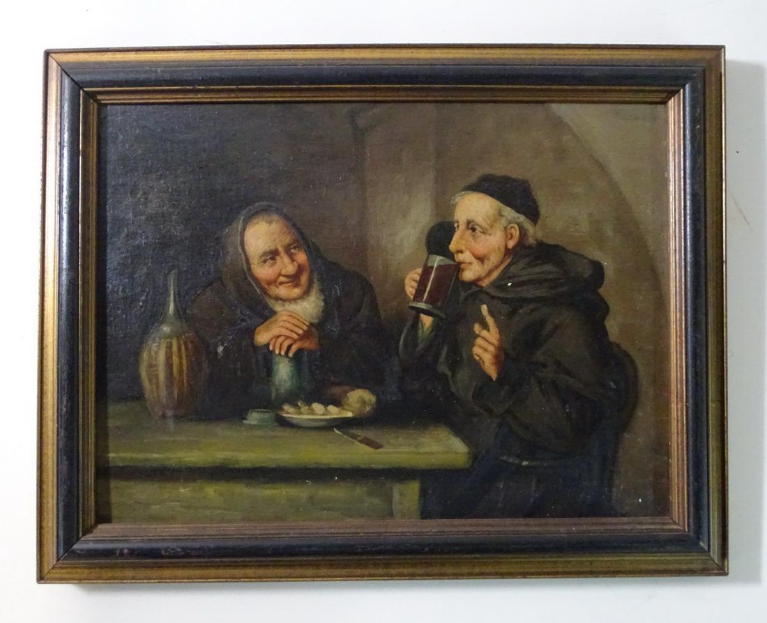 GERMAN MONKS PAINTING 12" X 16" (1 of 6)