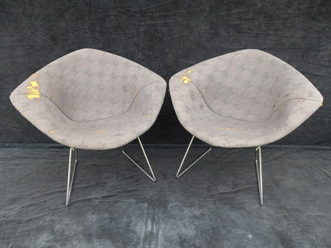 PAIR KNOLL BERTOIA MID-CENTURY DIAMOND CHAIRS, VERY WELL LOVED 30" X 34" X 28": PAIR KNOLL BERTOIA MID-CENTURY DIAMOND CHAIRS, VERY WELL LOVED 30" X 34" X 28"