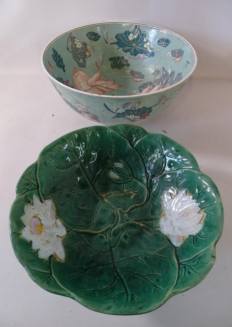 2 CHINESE CERAMIC BOWLS 12" AND 10" DIA. (1 of 10)