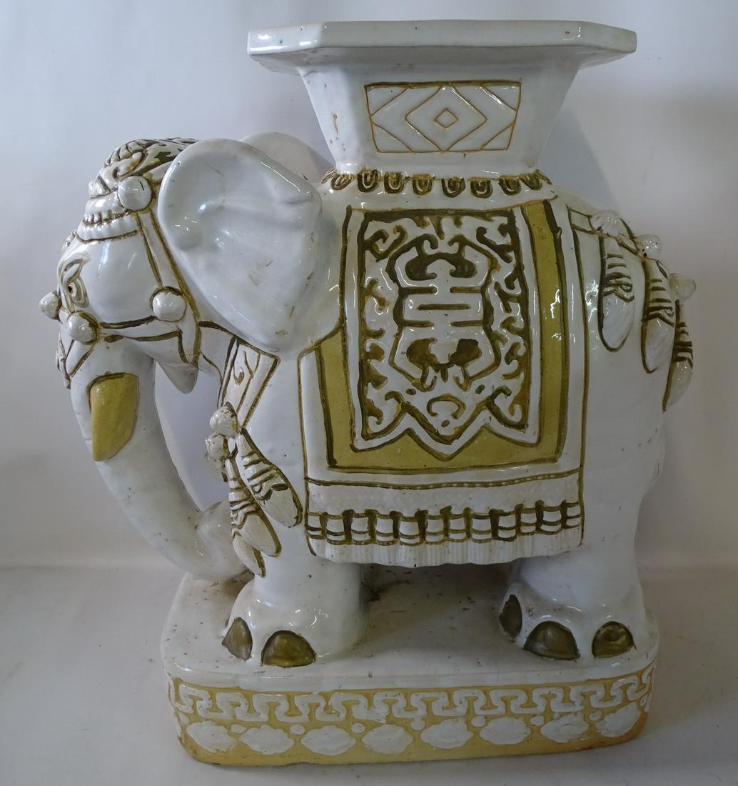PORCELAIN ELEPHANT GARDEN SEAT 24 X 9 X 20: PORCELAIN ELEPHANT GARDEN SEAT 24 X 9 X 20