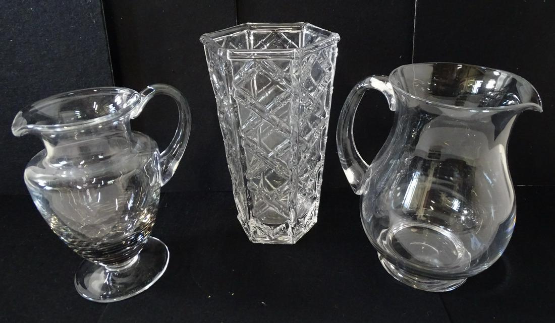 3 PCS.: DAUM FRANCE PITCHER AND TIFFANY & CO. CRYSTAL VASE AND PITCHER (1 of 7)