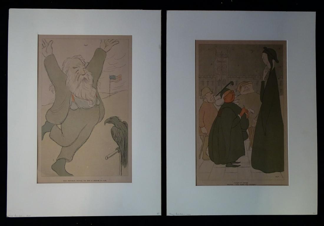 MAX BEERBOHM (2) POET'S CORNER PRINTS, WALT WHITMAN & DANTE, 1904 14.75" X 10.75" SHEET (1 of 6)