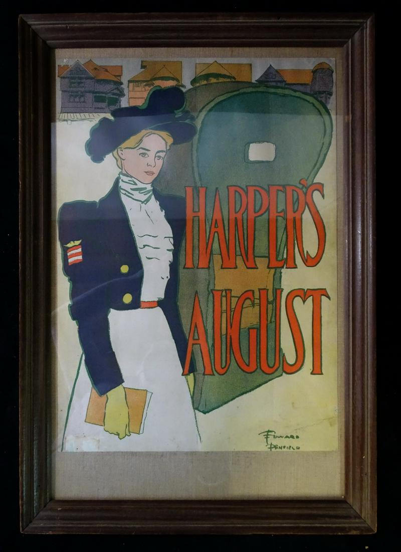 HARPER'S AUGUST 1897, EDWARD PENFIELD ADVERTISING LITHOGRAPH POSTER 18.25" X 13" SHEET (MOUNTED ON (1 of 10)