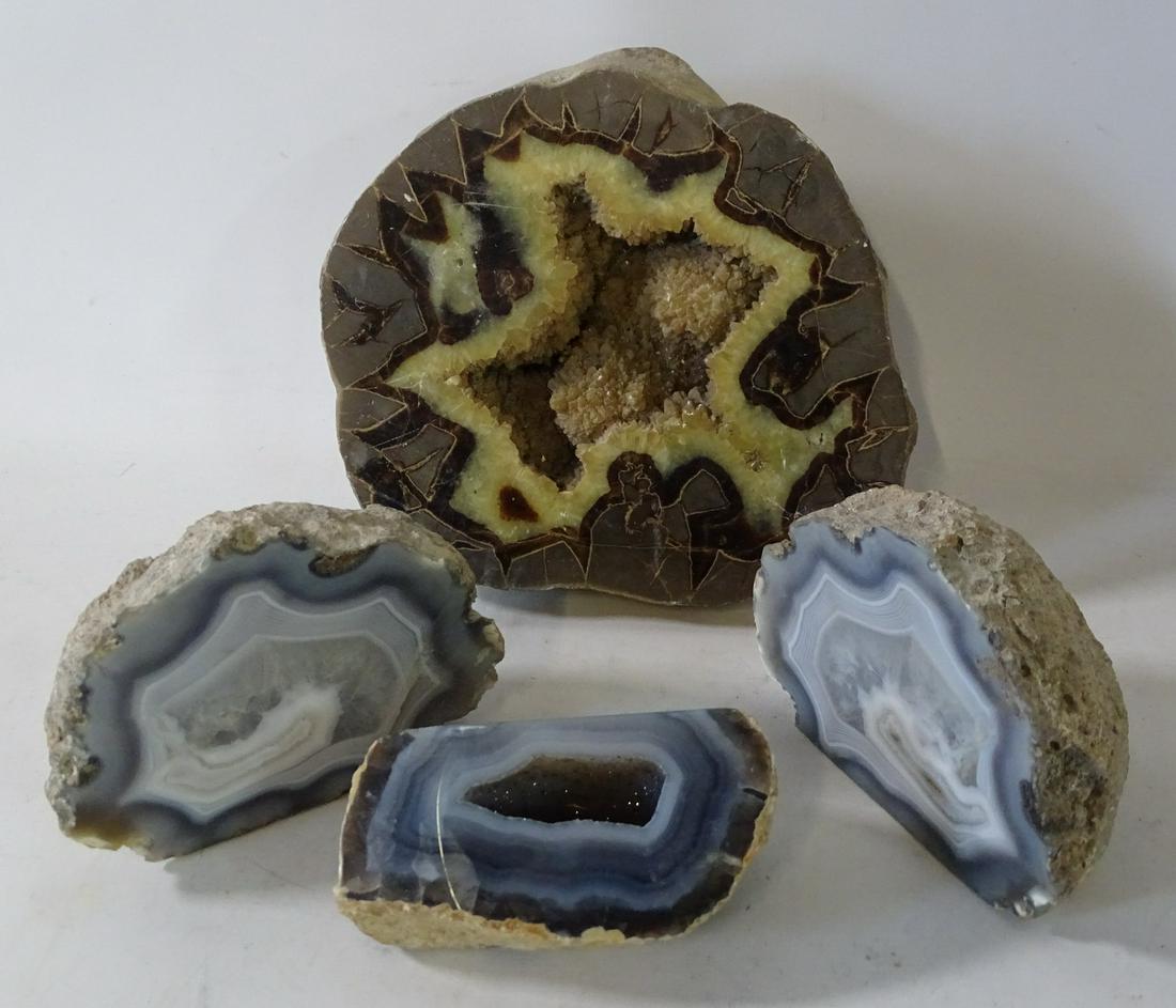 GROUP OF 4 GEODES 7 1/2" X 7" X 3" LARGEST (1 of 8)
