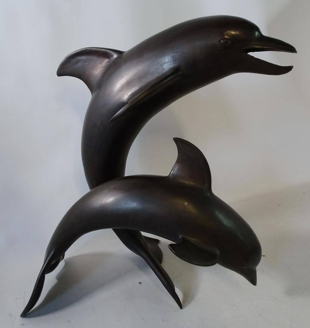 BRONZE DOLPHIN SCULPTURE 17 1/2" X 16 1/2" X 11 (1 of 4)