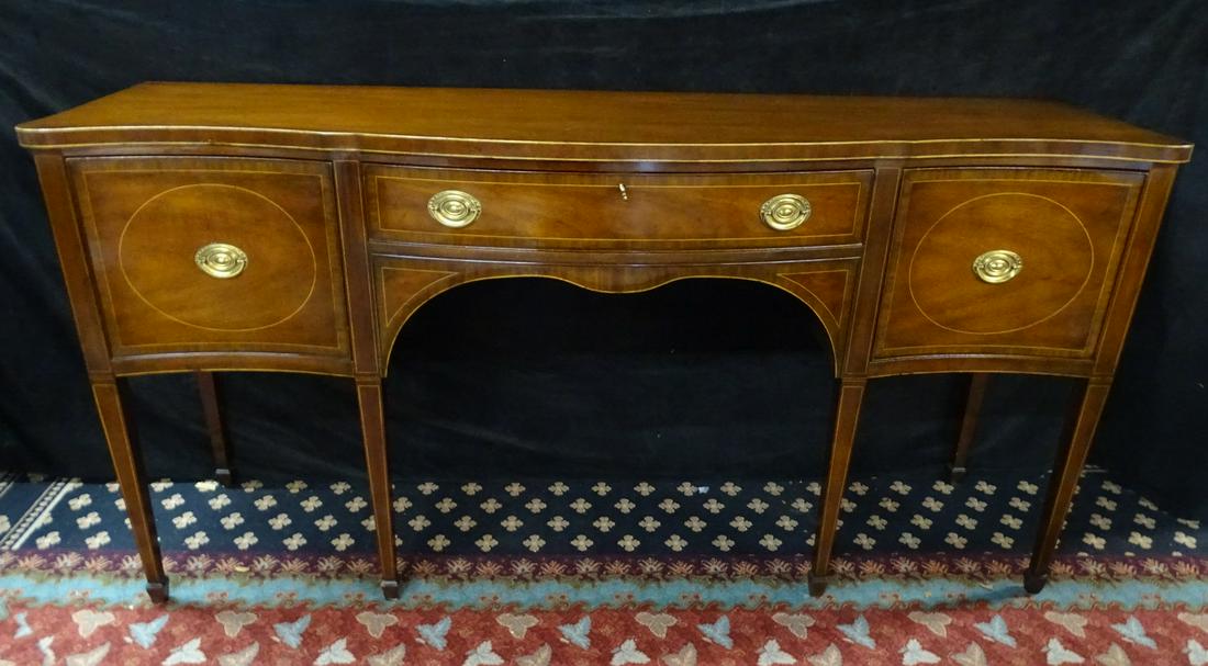 KITTINGER INLAID MAHOGANY SERPENTINE SERVER 39" X 77 3/4" X 23" (1 of 13)