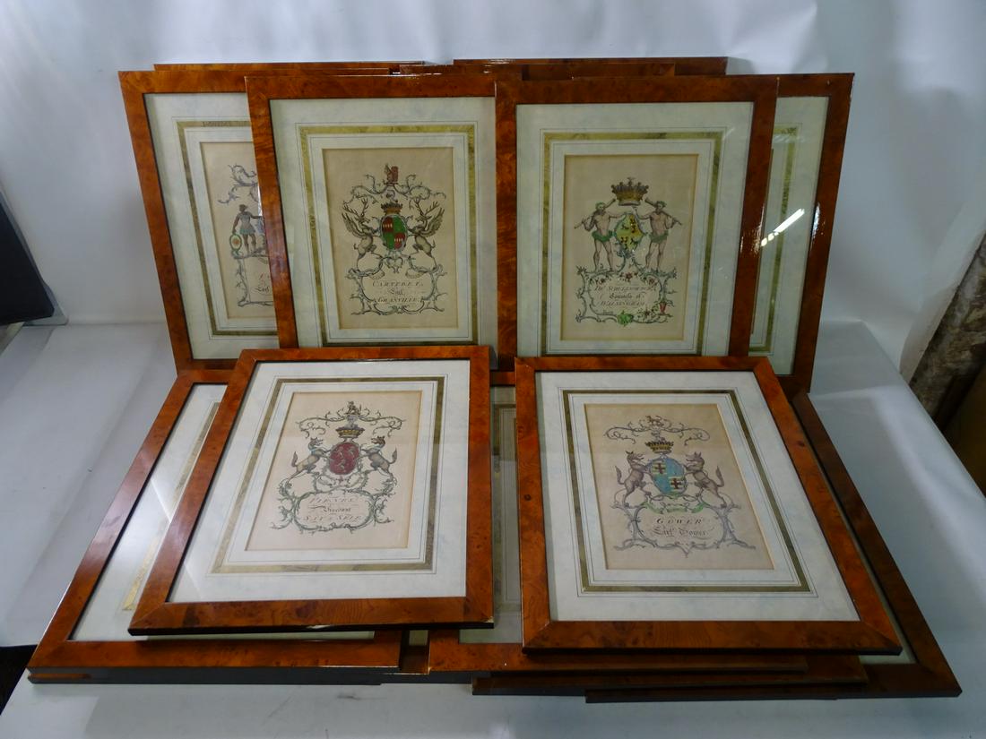 LOT OF 17 GREAT BRITAIN HERALDIC COAT OF ARMS/CRESTS, CA. 18-19TH CEN, HAND-COLORED ENGRAVINGS, 18" (1 of 16)