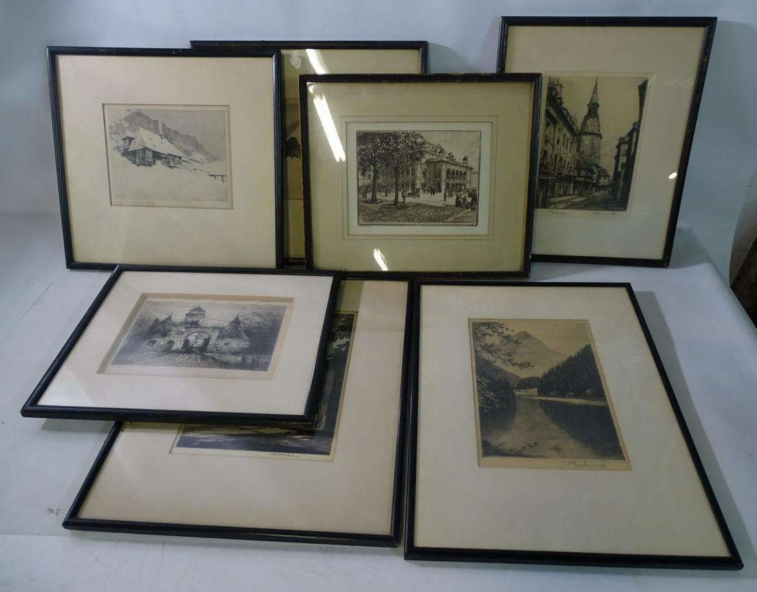 LOT 8 19/20 CEN. FRAMED EUROPEAN ARCHITECTURE & LANDSCAPE ENGRAVINGS 18.5" X 14.75" FRAME (ONE FRAME (1 of 20)