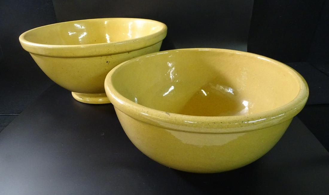 2 LARGE NESTING YELLOW WARE BOWLS 16" DIA. LARGEST (1 of 7)